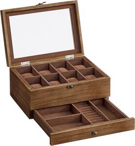 SONGMICS Úložný box na hodinky Vrangle hnědý