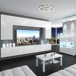 Obývací stěna Belini Premium Full Version bílý lesk + LED osvětlení Nexum 19