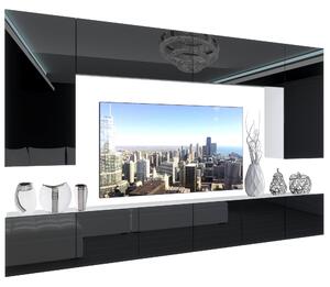 Obývací stěna Belini Premium Full Version černý lesk + LED osvětlení Nexum 27