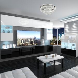 Obývací stěna Belini Premium Full Version bílý lesk / černý lesk + LED osvětlení Nexum 134