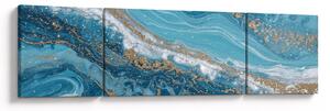 Obraz - Bleděmodrý mramor se zlatem I. (170x50 cm)