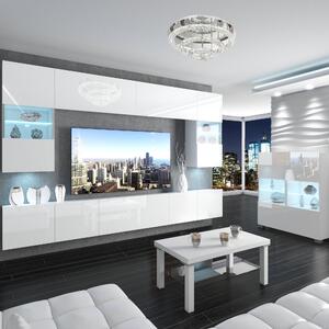 Obývací stěna Belini Premium Full Version bílý lesk + LED osvětlení Nexum 2