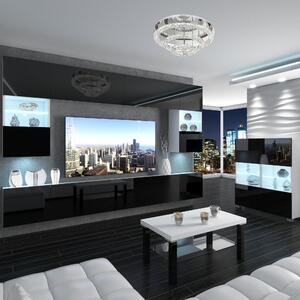 Obývací stěna Belini Premium Full Version černý lesk + LED osvětlení Nexum 2