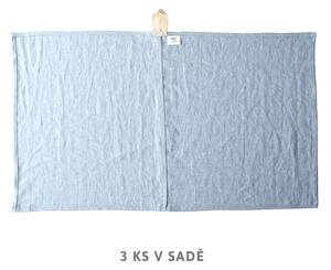 TULULUM Lněné utěrky BASIC - světle modré, 43 x 64 cm, 3 ks v sadě