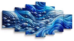 Obraz - Ryby ve vlnách (210x100 cm)