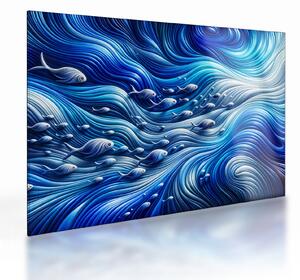 Skleněný obraz - Ryby ve vlnách (70x50 cm)