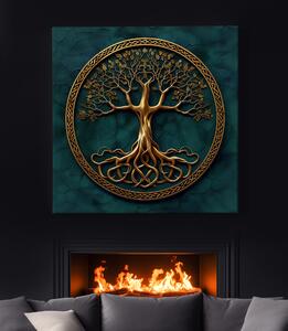 Obraz na plátně - Strom života Temný Emerald FeelHappy.cz Velikost obrazu: 40 x 40 cm