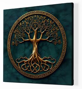 Obraz na plátně - Strom života Temný Emerald FeelHappy.cz Velikost obrazu: 60 x 60 cm