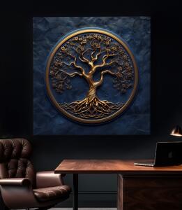 Obraz na plátně - Strom života Zlatavý příběh FeelHappy.cz Velikost obrazu: 40 x 40 cm