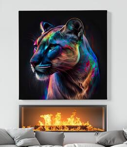 Obraz na plátně - barevná puma (černý panter) FeelHappy.cz Velikost obrazu: 60 x 60 cm