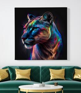 Obraz na plátně - barevná puma (černý panter) FeelHappy.cz Velikost obrazu: 40 x 40 cm
