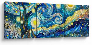 Obraz - Mozaika hvězdné noci (s hodinami) (90x30 cm)