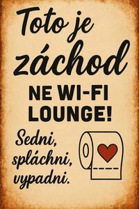 Ceduľa Toto je záchod nie WI-FI lounge 30cm x 20cm Plechová tabuľa