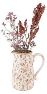 Béžový keramický dekorační džbán s kvítky Floral Cartoon – 21x14x23 cm