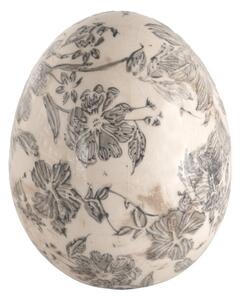 Dekorace vintage vejce se šedými květy Grishilde S – 9x12 cm