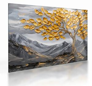 Skleněný obraz - Strom se zlatými listy (70x50 cm)