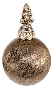 Hnědo-měděná skleněná vánoční koule se stromkem – 8x14 cm