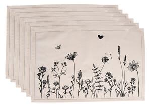 6ks bavlněné prostírání s květinami Flora And Fauna – 48x33 cm