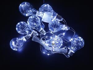 Vánoční světelný řetěz s 8 žárovkami, 80 LED, 3m, studená bílá