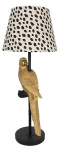 Stolní lampa se strakatým stínidlem a dekorací zlatého papouška – 25x73 cm
