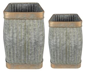 2ks plechové zinkové antik obaly na květináče – 38x27x39 / 32x21x31 cm