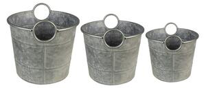 3ks plechové zinkové antik obaly na květináče – 32x25 / 29x23 / 26x21 cm