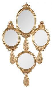 Zlaté antik nástěnné zrcadlo složené ze zrcátek – 28x2x49 cm