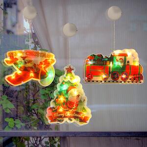 Vánoční LED závěsná dekorace do okna, Santa Claus na saních