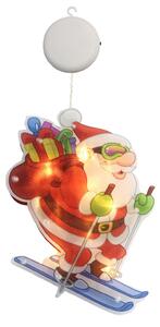 Vánoční LED závěsná dekorace do okna, Santa Claus na lyžích