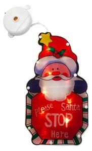 Vánoční LED závěsná dekorace do okna, Santa Claus Stop Here