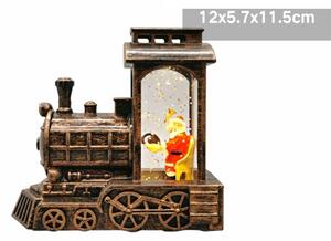 Vánoční svítící LED dekorace - Santa Claus ve vlaku Barva: Bronzová
