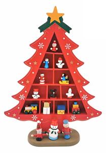 Vánoční stromek s panenkami na korunách - 29cm Barva: Červená