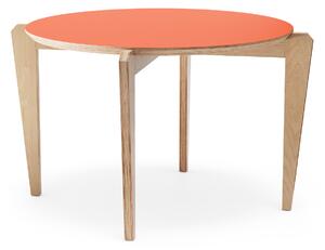 Jídelní stůl Krab Ø1100 Překližka — oranžové Forbo