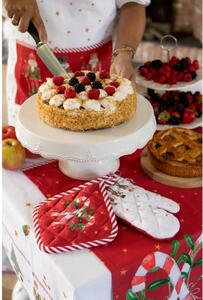 Bílo-červený košík na pečivo s louskáčky Happy Little Christmas – 35x35x8 cm