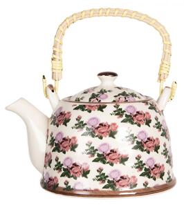 Porcelánová konvička na čaj s motivem růží – 600 ml