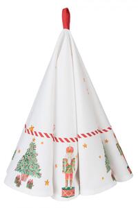 Bílá bavlněná kulatá utěrka s louskáčky Happy Little Christmas – 80 cm