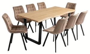 Vikio Jídelní set pro 8 osob 180x90 cm dub noha U béžová židle VJS158-8BE-S
