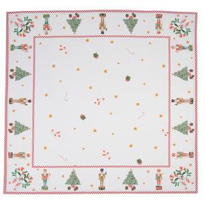 Bílý bavlněný ubrus s louskáčky Happy Little Christmas – 150x150 cm