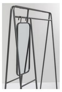 Černý kovový stojan na oblečení s policemi a zrcadlem Kare Design Mirror, výška 178 cm