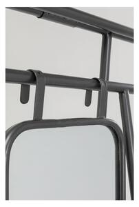Černý kovový stojan na oblečení s policemi a zrcadlem Kare Design Mirror, výška 178 cm