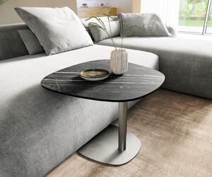 DELIFE Konferenční stolek Edge Boot 60x60 cm keramika Laminam® Noir Desir hnědá Eleny nerezová ocel broušená