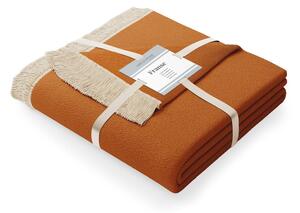 Oranžová deka s příměsí bavlny AmeliaHome Franse, 150 x 200 cm
