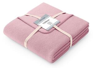 Pudrově růžová deka s příměsí bavlny AmeliaHome Virkkuu, 150 x 200 cm