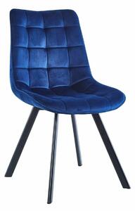 Sametová židle Moly modrá černá