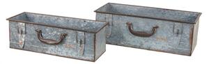 2ks dekorativní plechové zinkové boxy ve tvaru kufru Hein – (2) 48x20x16 cm