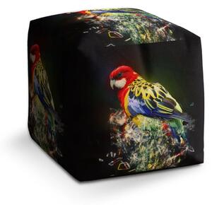 Sablio Taburet Cube Barevný papoušek - 40x40x40 cm