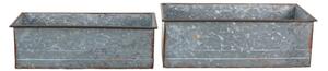 2ks dekorativní plechové zinkové boxy ve tvaru kufru Hein – (2) 48x20x16 cm