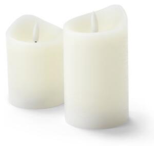 Svíčky z pravého vosku s LED, 2 ks, krémově bílé