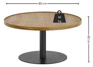 Konferenční stolek FOCUS pr. 80 cm dub/černá