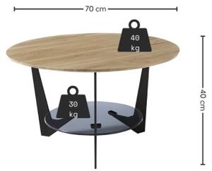 Konferenční stolek MARMO pr. 70 cm dub/černá